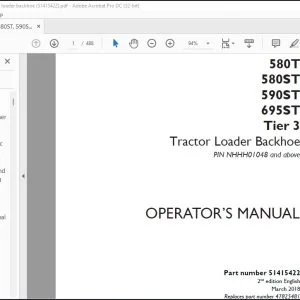 Case 580T 580ST 590ST 695ST  Tier 3 Tractor Loader Backhoe Operator's Manual 51415422 - PDF DOWNLOAD