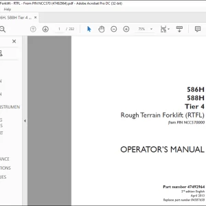 Case 586H 588H Tier 4 Rough Terrain Forklift (RTFL) Operator's Manual 47492964 - PDF DOWNLOAD