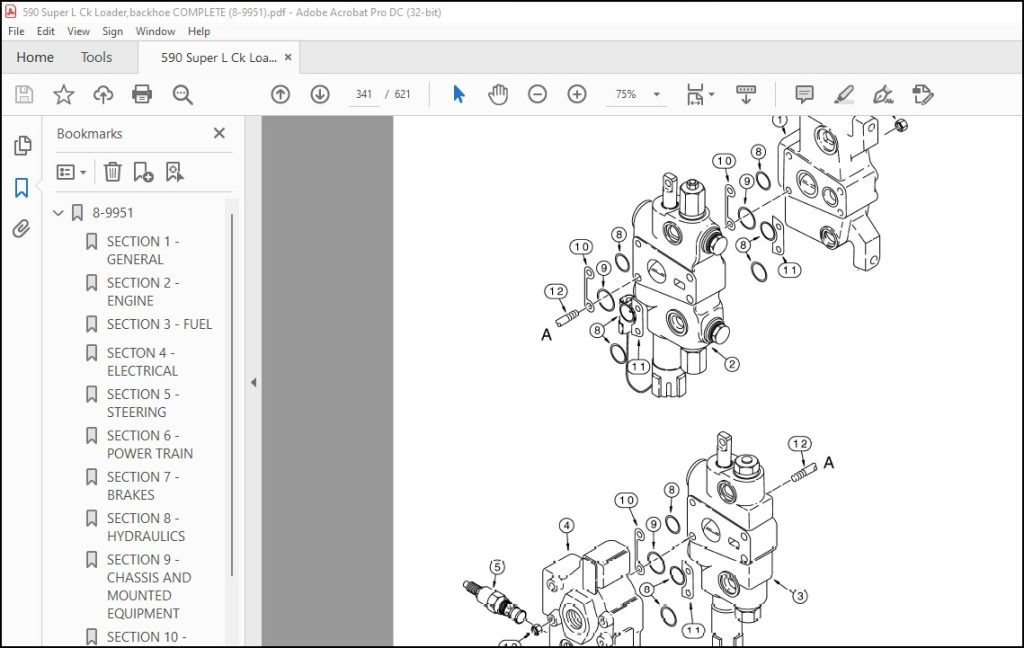 Case 590 Super L Construction King Loader Backhoe Parts Catalog Manual ...