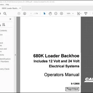 Case 680K Loader Backhoe 12V & 24V Electrical Systems Operators Manual 9-12900 - PDF DOWNLOAD
