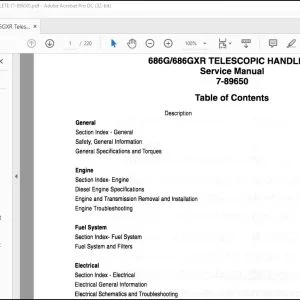 Case 686G 686GXR Telescopic Handlers Service Manual 7-89650 - PDF DOWNLOAD