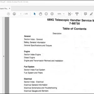 Case 689G Telescopic Handler Service Manual 7-88730 - PDF DOWNLOAD
