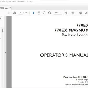 Case 770EX 770EX MAGNUM Backhoe Loader Operator's Manual 51435026B - PDF DOWNLOAD