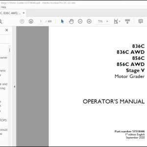 Case 836C 836C AWD 856C 856C AWD Stage V Motor Grader Operator's Manual 51518446 - PDF DOWNLOAD