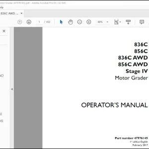 Case 836C 856C 836C AWD 856C AWD Stage IV Motor Grader Operator's Manual 47976145 - PDF DOWNLOAD