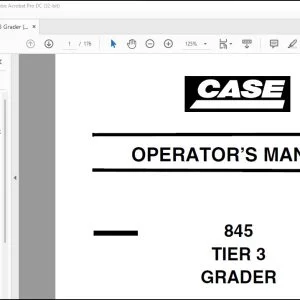 Case 845 TIER 3 GRADER Operator's Manual 87729470 - PDF DOWNLOAD