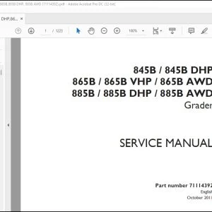Case 845B 845B DHP 865B 865B VHP 865B AWD 885B 885B DHP 885B AWD Grader Service Manual 71114392 - PDF