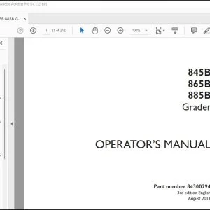 Case 845B 865B 885B Grader Operator's Manual 84300294 - PDF DOWNLOAD