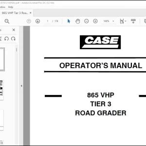 Case 865 VHP Tier 3 Road Grader Operator's Manual 87612143 - PDF DOWNLOAD