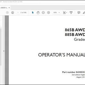 Case 865B AWD 885B AWD Grader Operator's Manual 84300302 - PDF DOWNLOAD