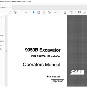 Case 9050B Excavator Operators Manual 9-29291 - PDF DOWNLOAD