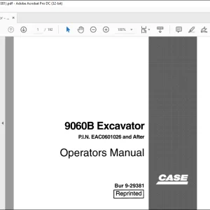 Case 9060B Excavator Operators Manual 9-29381 - PDF DOWNLOAD