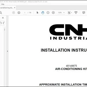 Case Air-conditioning kit 721F 821F 921F W170C Wheel loader Installation Instructions Manual 48148680 - PDF