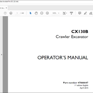 Case CX130B Crawler Excavator Operator's Manual 47866647 - PDF DOWNLOAD