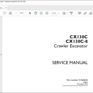 Case CX130C CX130C-8 Crawler Excavator Service Manual 51563645 - PDF DOWNLOAD