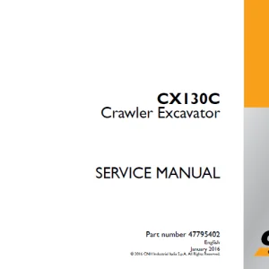 Case CX130C Crawler Excavator Service Manual 47795402 - PDF DOWNLOAD