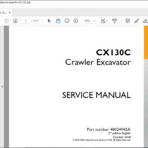 Case CX130C Crawler Excavator Service Manual 48024945A - PDF DOWNLOAD