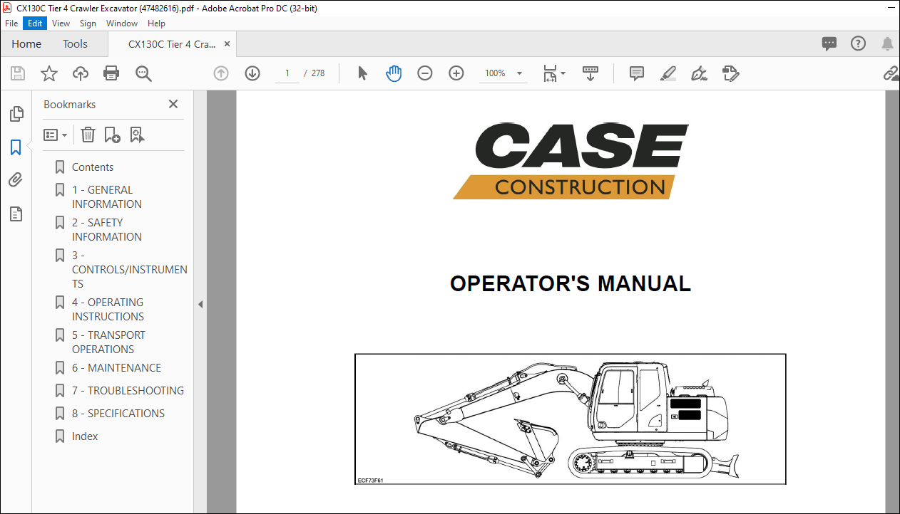 Case Cx130c Tier 4 Crawler Excavator Operators Manual Pdf Download Heydownloads Manual 2893