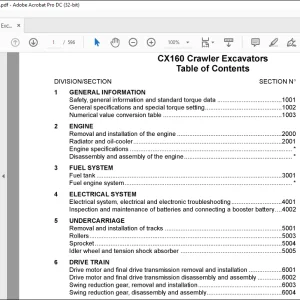Case CX160 Crawler Excavators Service Manual - PDF DOWNLOAD