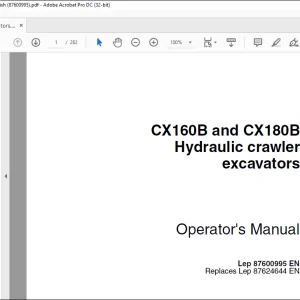 Case CX160B & CX180B Hydraulic Crawler Excavators Operator's Manual 87600995 - PDF DOWNLOAD