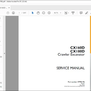 Case CX160D CX180D Crawler Excavator Service Manual 47996196 - PDF DOWNLOAD