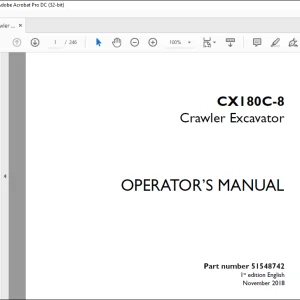 Case CX180C-8 Crawler Excavator Operator's Manual 51548742 - PDF DOWNLOAD