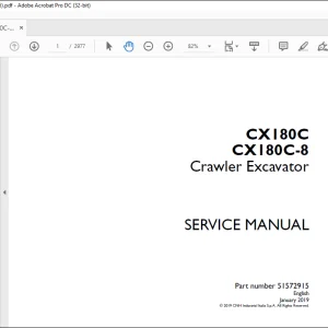 Case CX180C CX180C-8 Crawler Excavator Service Manual 51572915 - PDF DOWNLOAD