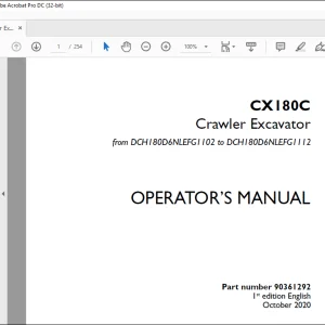 Case CX180C Crawler Excavator Operator's Manual 90361292 - PDF DOWNLOAD