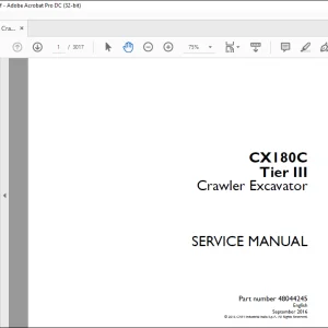 Case CX180C Tier III Crawler Excavator Service Manual 48044245 - PDF DOWNLOAD