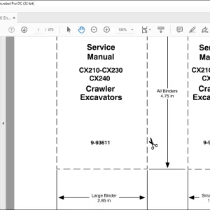 Case CX210 CX230 CX240 Crawler Excavators Service Manual 9-93611 - PDF DOWNLOAD