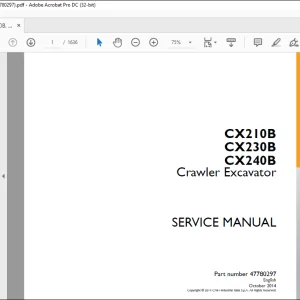 Case CX210B CX230B CX240B Crawler Excavator Service Manual 47780297 - PDF DOWNLOAD