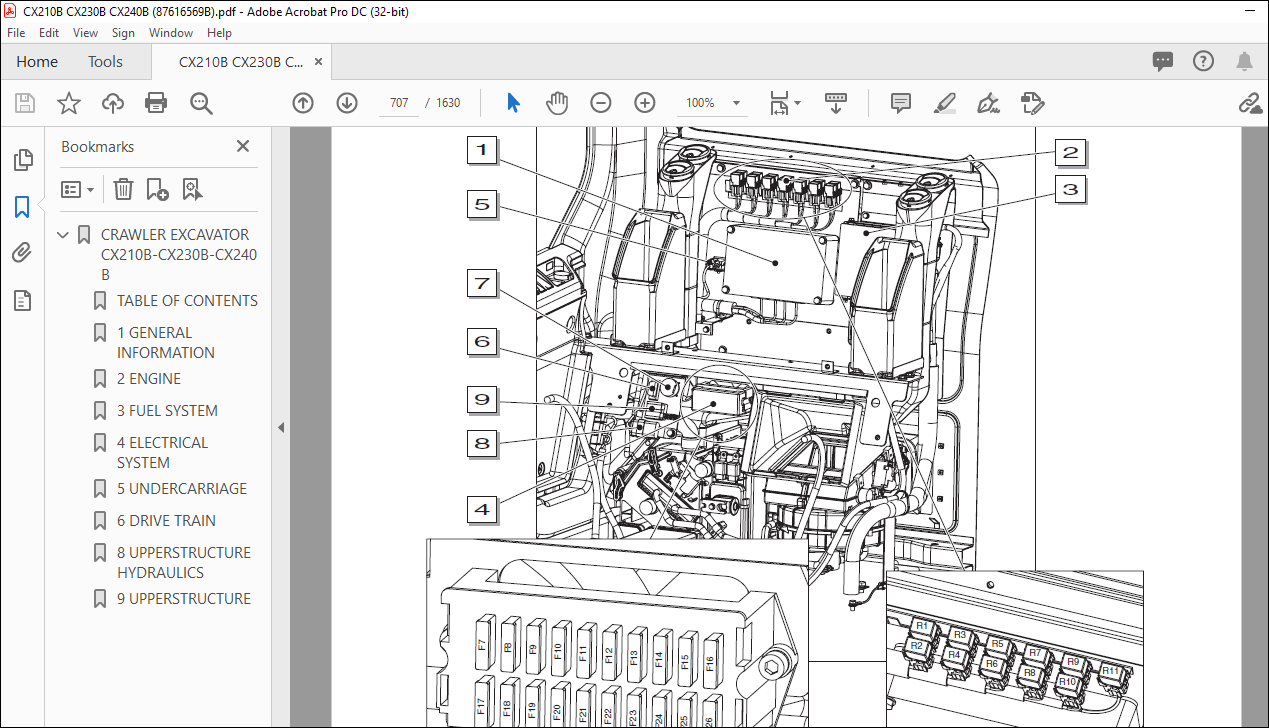 Case CX210B-CX230B-CX240B Crawler Excavator Service Manual SM210BTOC ...