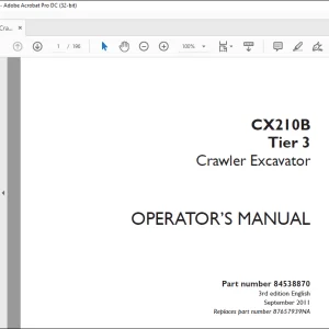 Case CX210B Tier 3 Crawler Excavator Operator's Manual 84538870 - PDF DOWNLOAD