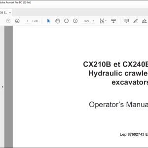 Case CX210B et CX240B Hydraulic Crawler Excavators Operator's Manual 87602743 - PDF DOWNLOAD