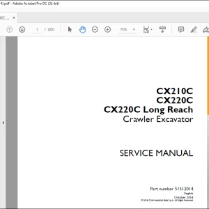 Case CX210C CX220C CX220C Long Reach Crawler Excavator Service Manual 51512014 - PDF DOWNLOAD