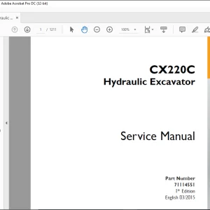 Case CX220C Hydraulic Excavator Service Manual 71114551 - PDF DOWNLOAD