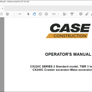 Case CX220C Series 2 CX240C Hydraulic Excavator Operator's Manual 48044544 - PDF DOWNLOAD