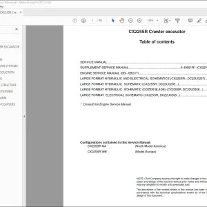 Case CX225SR Crawler Excavator Service Manual - PDF DOWNLOAD