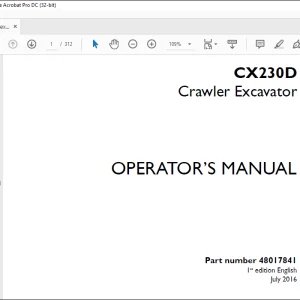 Case CX230D Crawler Excavator Operator's Manual 48017841 - PDF DOWNLOAD