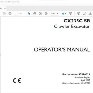 Case CX235C SR Crawler Excavator Operator's Manual 47510024 - PDF DOWNLOAD