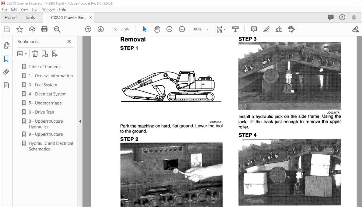 Case CX240 Crawler Excavator Service Manual 7-29051 - PDF DOWNLOAD ...