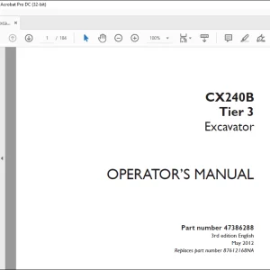 Case CX240B Tier 3 Excavator Operator's Manual 47386288 - PDF DOWNLOAD
