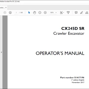 Case CX245D SR Crawler Excavator Operator's Manual 51417196 - PDF DOWNLOAD