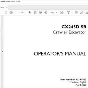 Case CX245D SR Crawler Excavator Operator's Manual 90393403 - PDF DOWNLOAD