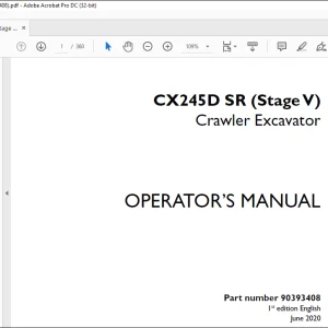 Case CX245D SR (Stage V) Crawler Excavator Operator's Manual 90393408 - PDF DOWNLOAD