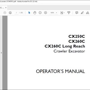 Case CX250C CX260C CX260C Long Reach Crawler Excavator Operator's Manual 51548781 - PDF DOWNLOAD