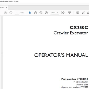 Case CX250C Crawler Excavator Operator's Manual 47928853 - PDF DOWNLOAD