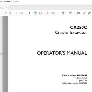 Case CX250C Crawler Excavator Operator's Manual 48028444 - PDF DOWNLOAD