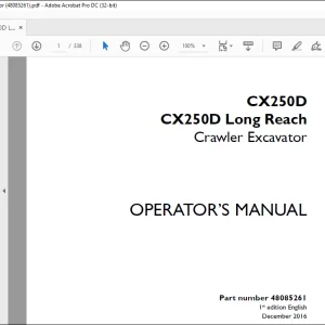Case CX250D CX250D Long Reach Crawler Excavator Operator's Manual 48085261 - PDF DOWNLOAD