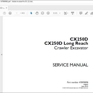 Case CX250D CX250D Long Reach Crawler Excavator Service Manual 47899898 - PDF DOWNLOAD
